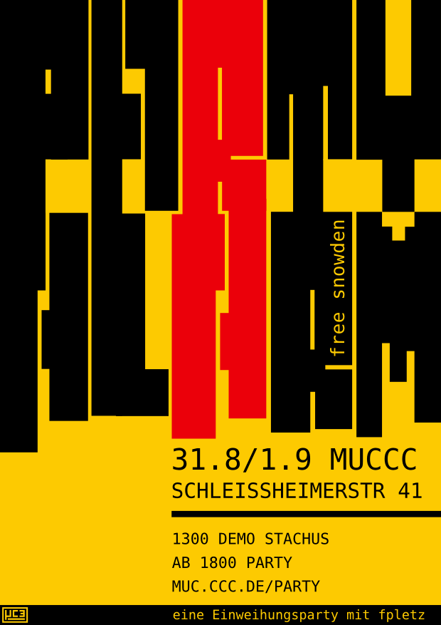 MuCCC Einjahreseinweihungsparty - Samstag 31.08.2013, Demo ab 1300, Party ab 1800
